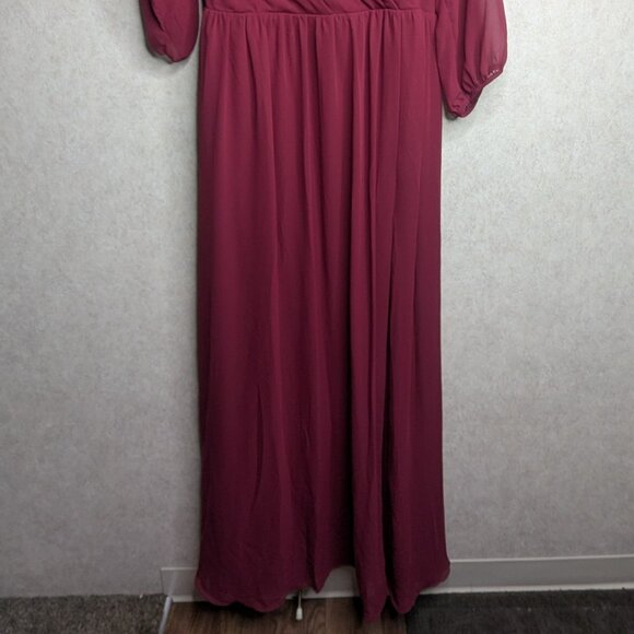 NWT EVA USA Burgundy Maxi Wrap Dress 3XL With Side Slit RARE Size - Picture 5 of 16